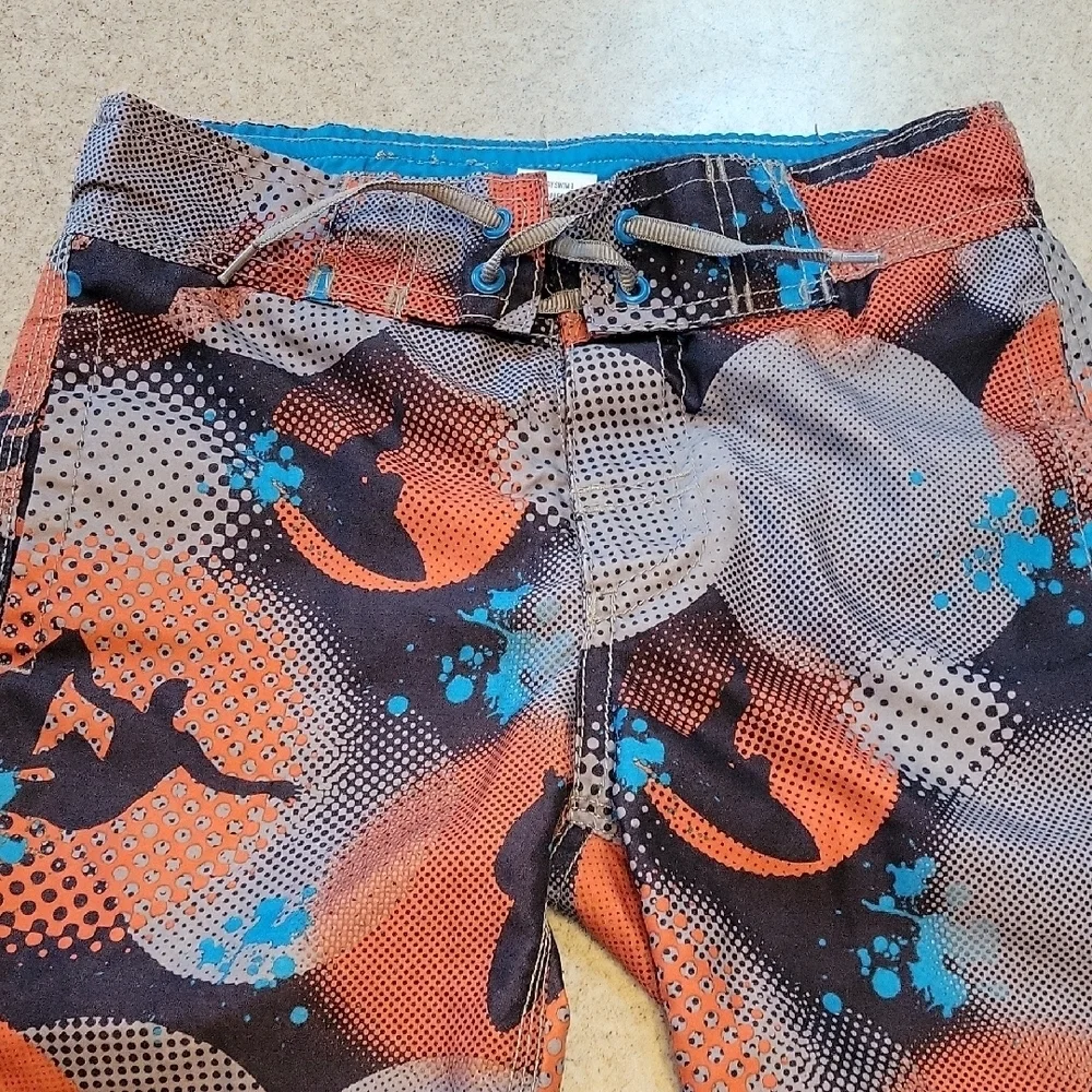 Gymboree Orange and Blue Kids Swim Trunks Size 6